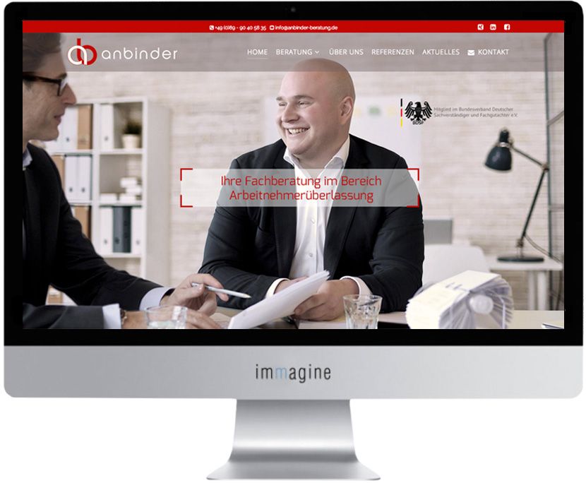 Website für Anbinder Beratung GmbH - Immagine Webagentur München