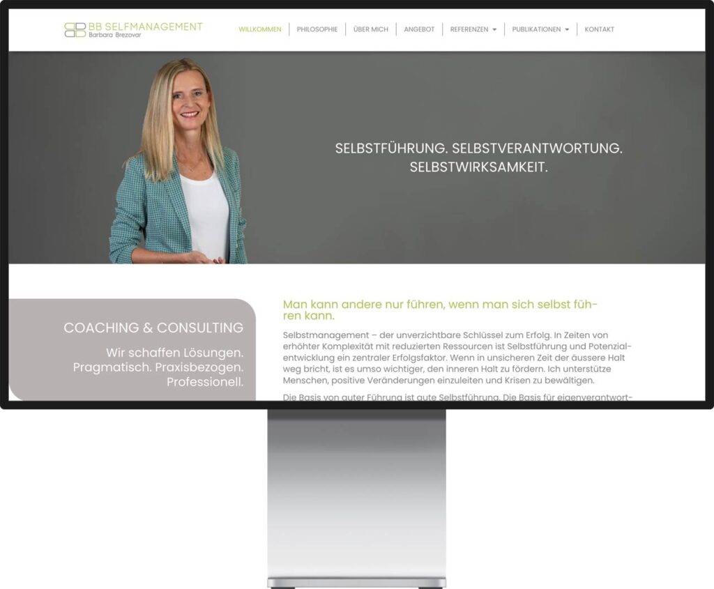 Monitor Mockup der Webseite von BB Selfmanagement by Immagine Werbeagentur und Webagentur München