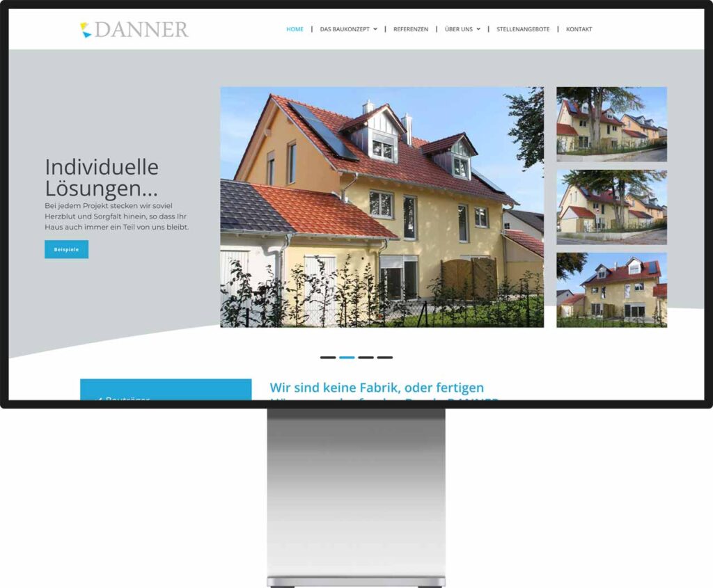 Monitor Mockup der Webseite von Danner Wohnbau GmbH by Immagine Werbeagentur und Webagentur München