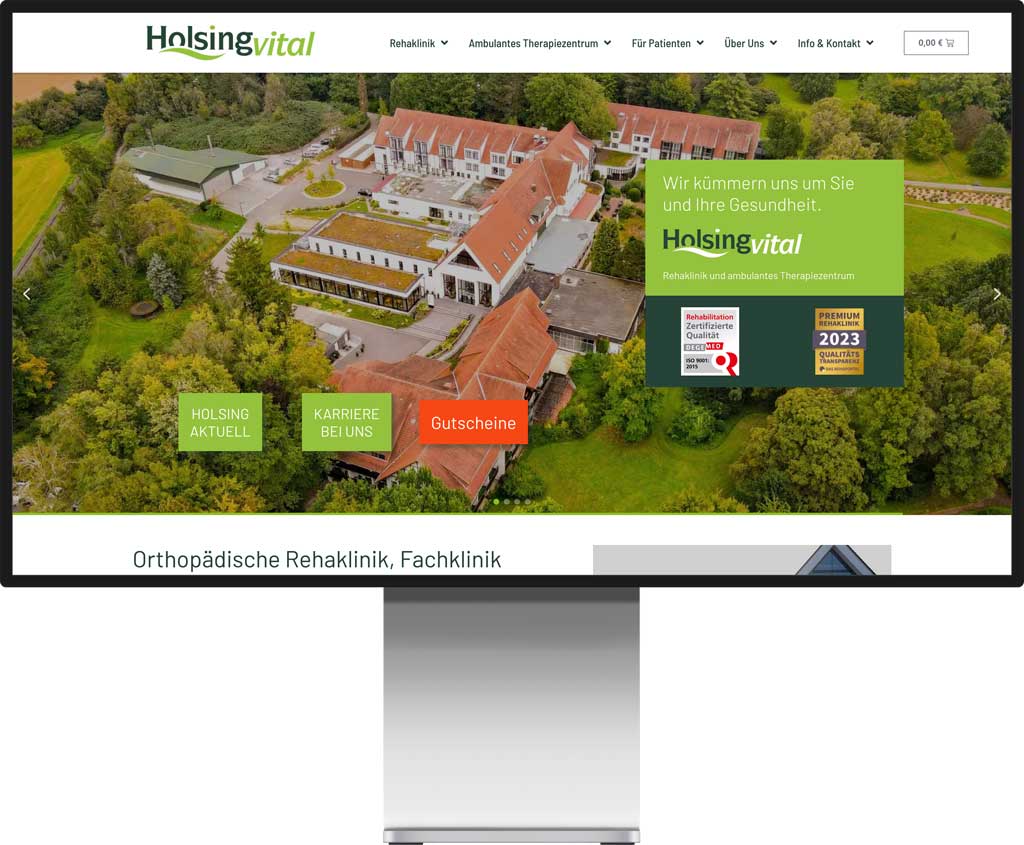 Monitor Mockup der Webseite Reha-Klinik HolsingVital by Immagine Werbeagentur und Webagentur München