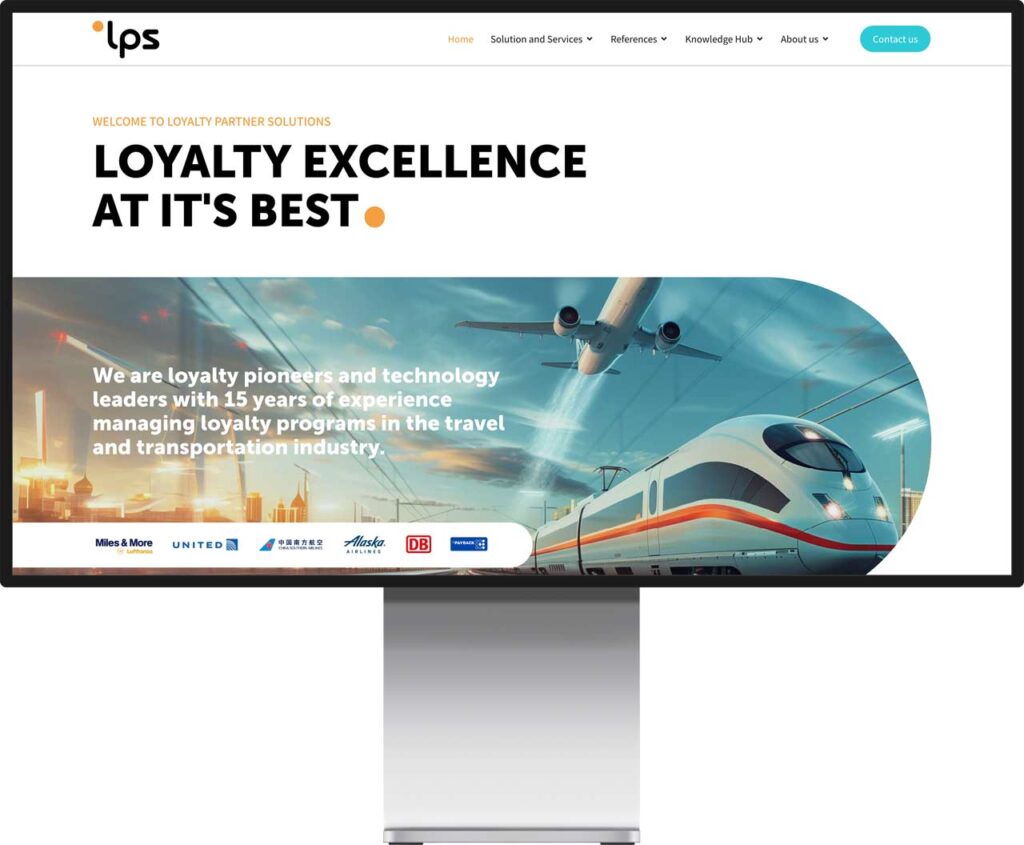 Monitor Mockup der Webseite von Loyalty Partner Solutions by Immagine Werbeagentur und Webagentur München