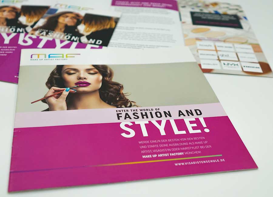 Image-/Produktfolder der Make Up Factory München by Immagine Werbeagentur und Webagentur München